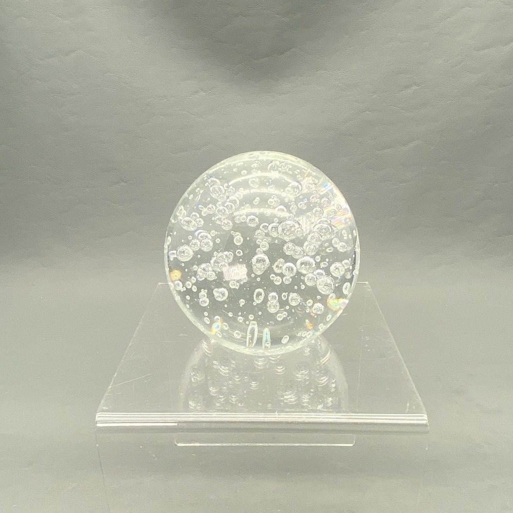 Vintage Clear Controlled Bubble Art Glass Sphere Orb Paperweight 3